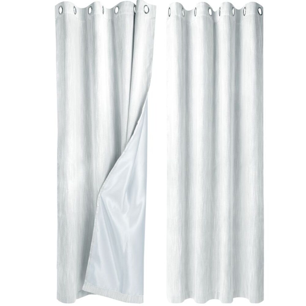 2 Panels Linen Look Blackout Curtains Gommet Top 52"W x 95"L Light Gray